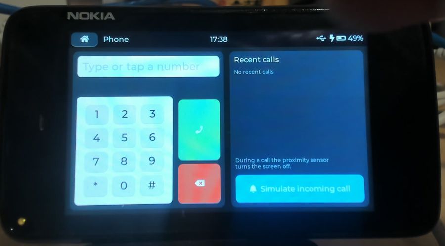 Phone dialer with keypad, call button and recent calls