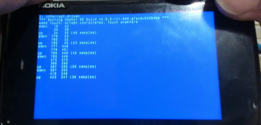Calibrated screen coordinates near the corners and centre